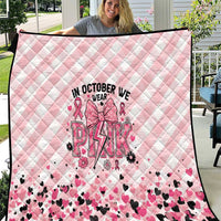 In October We Wear Pink Quilt Pink Pretty Bow Pastel Gingham - Wonder Print Shop