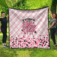 In October We Wear Pink Quilt Pink Pretty Bow Pastel Gingham - Wonder Print Shop