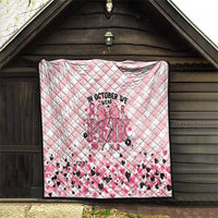 In October We Wear Pink Quilt Pink Pretty Bow Pastel Gingham - Wonder Print Shop