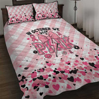 In October We Wear Pink Quilt Bed Set Pink Pretty Bow Pastel Gingham - Wonder Print Shop