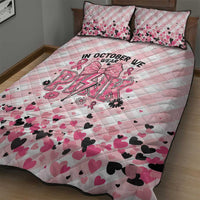 In October We Wear Pink Quilt Bed Set Pink Pretty Bow Pastel Gingham - Wonder Print Shop