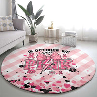 In October We Wear Pink Round Carpet Pink Pretty Bow Pastel Gingham - Wonder Print Shop