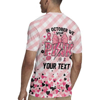 Personalized In October We Wear Pink Rugby Jersey Pink Pretty Bow Pastel Gingham - Wonder Print Shop