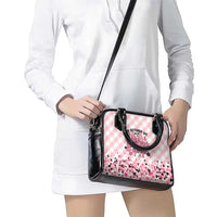 In October We Wear Pink Shoulder Handbag Pink Pretty Bow Pastel Gingham - Wonder Print Shop