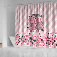 In October We Wear Pink Shower Curtain Pink Pretty Bow Pastel Gingham - Wonder Print Shop