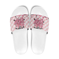In October We Wear Pink Slide Sandals Pink Pretty Bow Pastel Gingham - Wonder Print Shop