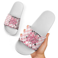 In October We Wear Pink Slide Sandals Pink Pretty Bow Pastel Gingham - Wonder Print Shop