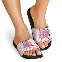 In October We Wear Pink Slide Sandals Pink Pretty Bow Pastel Gingham - Wonder Print Shop