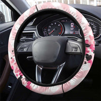 In October We Wear Pink Steering Wheel Cover Pink Pretty Bow Pastel Gingham - Wonder Print Shop