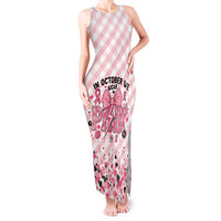 Personalized In October We Wear Pink Tank Maxi Dress Pink Pretty Bow Pastel Gingham - Wonder Print Shop