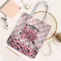 In October We Wear Pink Tote Bag Pink Pretty Bow Pastel Gingham - Wonder Print Shop