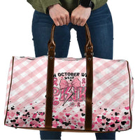 In October We Wear Pink Travel Bag Pink Pretty Bow Pastel Gingham - Wonder Print Shop