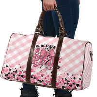 In October We Wear Pink Travel Bag Pink Pretty Bow Pastel Gingham - Wonder Print Shop