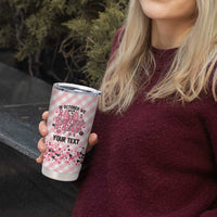 Personalized In October We Wear Pink Tumbler Cup Pink Pretty Bow Pastel Gingham - Wonder Print Shop