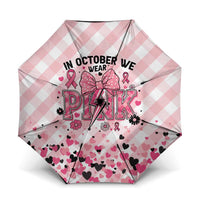 In October We Wear Pink Umbrella Pink Pretty Bow Pastel Gingham - Wonder Print Shop