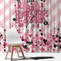 In October We Wear Pink Window Curtain Pink Pretty Bow Pastel Gingham - Wonder Print Shop