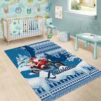 Custom Louisiana Christmas Area Rug Santa Claus Riding Motorcycle With Pelican - Wonder Print Shop