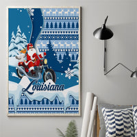 Custom Louisiana Christmas Canvas Wall Art Santa Claus Riding Motorcycle With Pelican - Wonder Print Shop