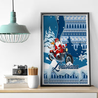 Custom Louisiana Christmas Canvas Wall Art Santa Claus Riding Motorcycle With Pelican - Wonder Print Shop