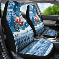 Custom Louisiana Christmas Car Seat Cover Santa Claus Riding Motorcycle With Pelican - Wonder Print Shop