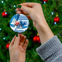 Louisiana Christmas Ceramic Ornament Santa Claus Riding Motorcycle With Pelican - Wonder Print Shop