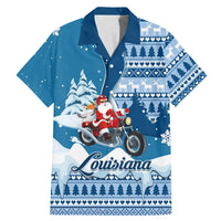 Custom Louisiana Christmas Family Matching Mermaid Dress and Hawaiian Shirt Santa Claus Riding Motorcycle With Pelican - Wonder Print Shop