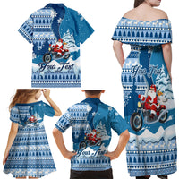 Custom Louisiana Christmas Family Matching Off Shoulder Maxi Dress and Hawaiian Shirt Santa Claus Riding Motorcycle With Pelican - Wonder Print Shop