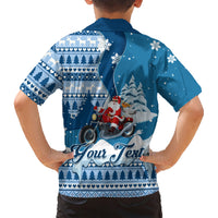 Custom Louisiana Christmas Family Matching Short Sleeve Bodycon Dress and Hawaiian Shirt Santa Claus Riding Motorcycle With Pelican - Wonder Print Shop