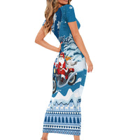 Custom Louisiana Christmas Family Matching Short Sleeve Bodycon Dress and Hawaiian Shirt Santa Claus Riding Motorcycle With Pelican - Wonder Print Shop