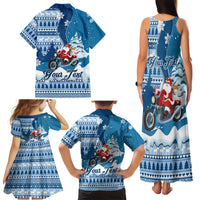 Custom Louisiana Christmas Family Matching Tank Maxi Dress and Hawaiian Shirt Santa Claus Riding Motorcycle With Pelican - Wonder Print Shop