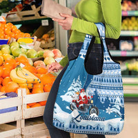 Custom Louisiana Christmas Grocery Bag Santa Claus Riding Motorcycle With Pelican