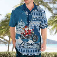 Custom Louisiana Christmas Hawaiian Shirt Santa Claus Riding Motorcycle With Pelican - Wonder Print Shop