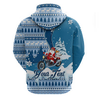 Custom Louisiana Christmas Hoodie Santa Claus Riding Motorcycle With Pelican - Wonder Print Shop