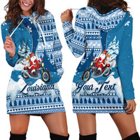 Custom Louisiana Christmas Hoodie Dress Santa Claus Riding Motorcycle With Pelican - Wonder Print Shop