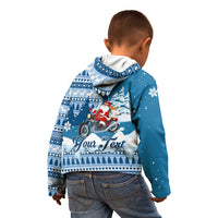 Custom Louisiana Christmas Kid Hoodie Santa Claus Riding Motorcycle With Pelican - Wonder Print Shop
