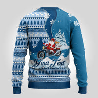 Custom Louisiana Christmas Ugly Christmas Sweater Santa Claus Riding Motorcycle With Pelican - Wonder Print Shop