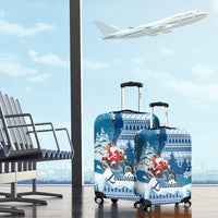 Custom Louisiana Christmas Luggage Cover Santa Claus Riding Motorcycle With Pelican - Wonder Print Shop