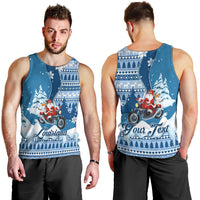 Custom Louisiana Christmas Men Tank Top Santa Claus Riding Motorcycle With Pelican - Wonder Print Shop