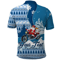 Custom Louisiana Christmas Polo Shirt Santa Claus Riding Motorcycle With Pelican - Wonder Print Shop