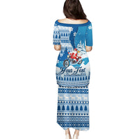 Custom Louisiana Christmas Puletasi Santa Claus Riding Motorcycle With Pelican - Wonder Print Shop