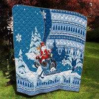 Custom Louisiana Christmas Quilt Santa Claus Riding Motorcycle With Pelican - Wonder Print Shop