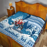 Custom Louisiana Christmas Quilt Santa Claus Riding Motorcycle With Pelican - Wonder Print Shop