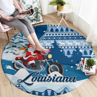 custom-louisiana-christmas-round-carpet-santa-claus-riding-motorcycle-with-pelican