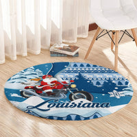 custom-louisiana-christmas-round-carpet-santa-claus-riding-motorcycle-with-pelican