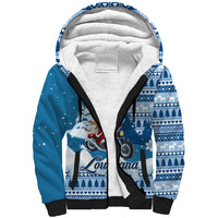Custom Louisiana Christmas Sherpa Hoodie Santa Claus Riding Motorcycle With Pelican - Wonder Print Shop