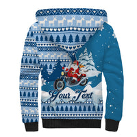 Custom Louisiana Christmas Sherpa Hoodie Santa Claus Riding Motorcycle With Pelican - Wonder Print Shop