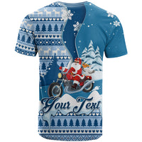Custom Louisiana Christmas T Shirt Santa Claus Riding Motorcycle With Pelican - Wonder Print Shop