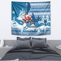 Custom Louisiana Christmas Tapestry Santa Claus Riding Motorcycle With Pelican - Wonder Print Shop