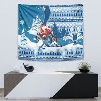 Custom Louisiana Christmas Tapestry Santa Claus Riding Motorcycle With Pelican - Wonder Print Shop