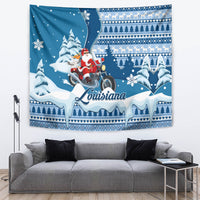 Custom Louisiana Christmas Tapestry Santa Claus Riding Motorcycle With Pelican - Wonder Print Shop